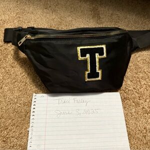 Black Belt Bag with Gold and White T Patch